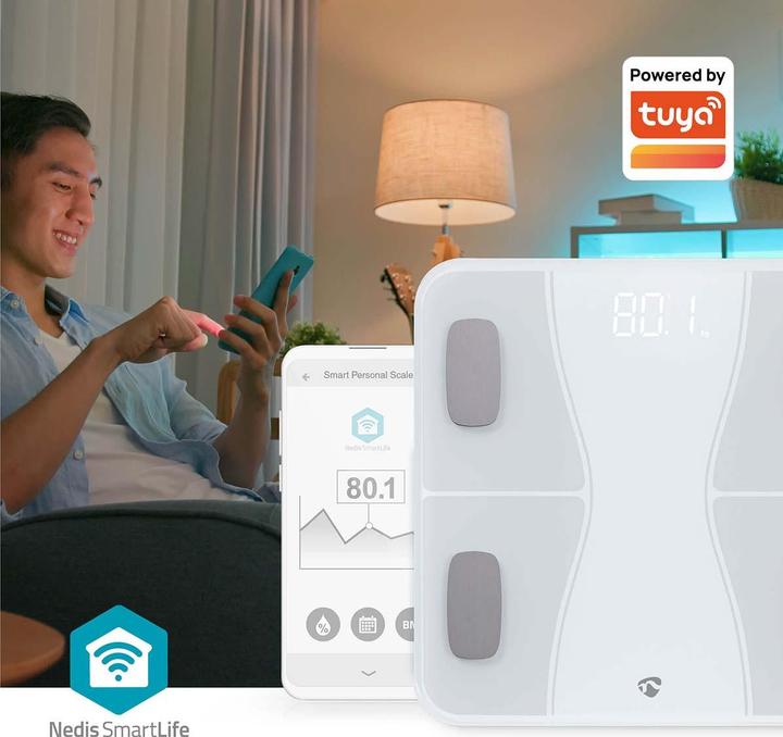 Actual product image Nedis WIFI SmartLife Personal Scale Bluetooth® | BMI / BMR / Fat / Bones / Weight / Muscles / What (180 kg)