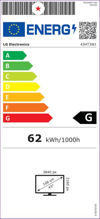 Energielabel LG One:Quick Flex 43HT3WN (3840 x 2160 Pixels, 43")