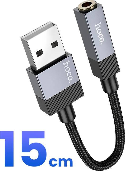 Actual product image Hoco Cable Adapter AUX USB A (male) to Jack 3,5 mm (female) UPA32D black (Jack adapter)