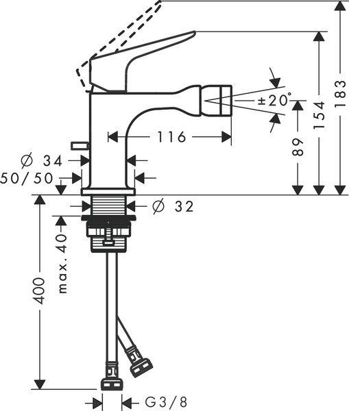 Productafbeelding Axor Eéngreeps bidetmengkraan CITTERIO M DN 15 m ZAG 1 1/4inch chroom