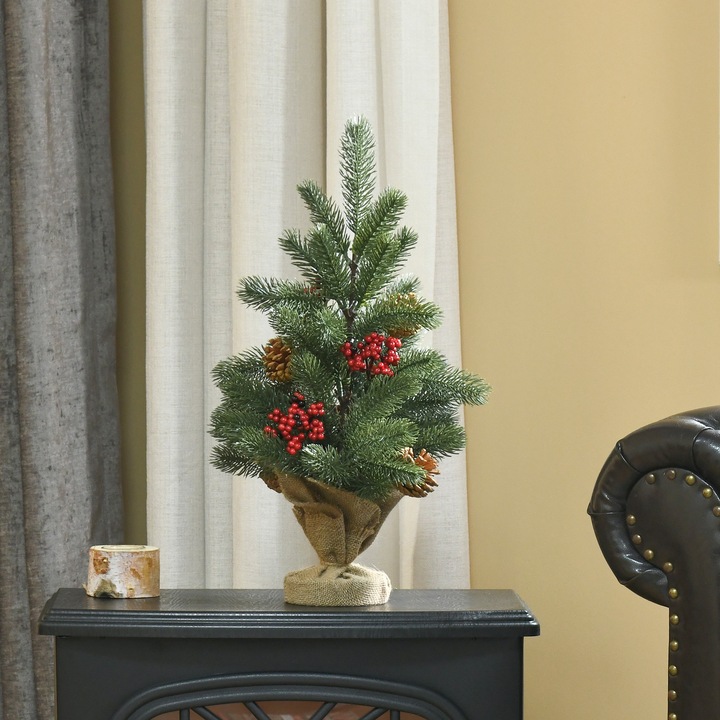 Produktbild Homcom Künstlicher Weihnachtsbaum für den Tisch mit Sockel in Sackleine verpackt
