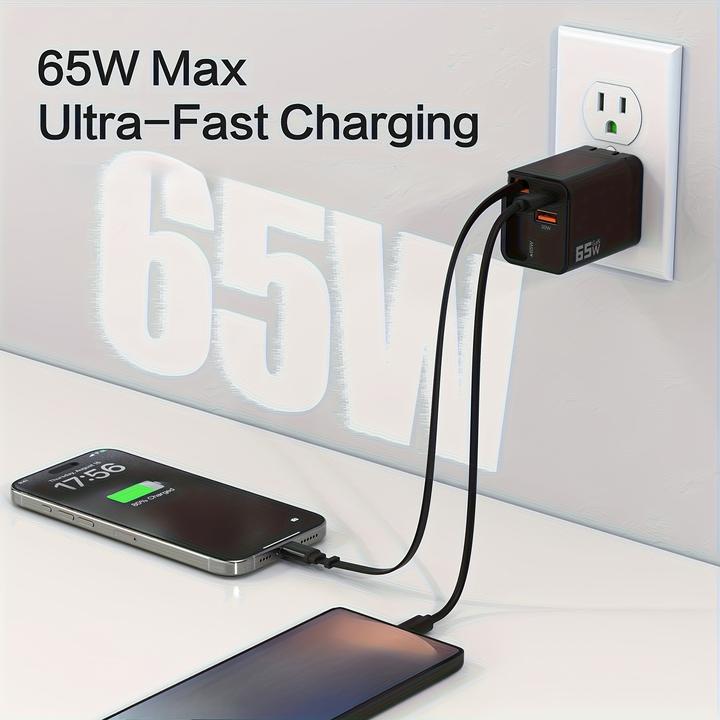 Image du produit PhoneLook Chargeur rapide multiports PD 65W avec câble USB-C intégré (65 W)