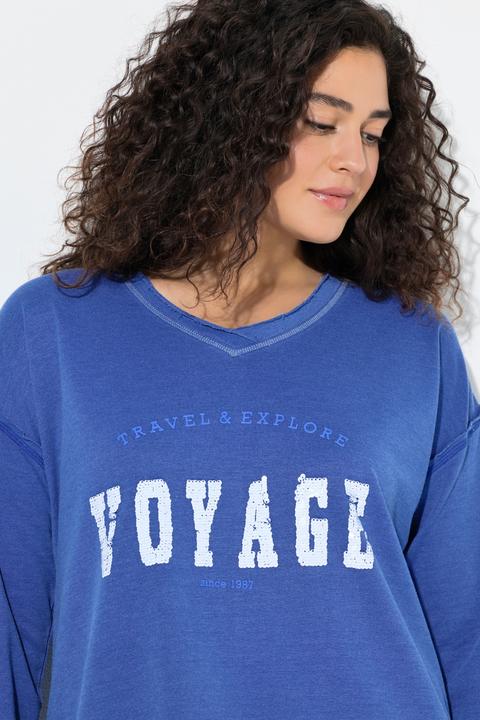 Produktbild Ulla Popken Sweatshirt, Pailletten, V-Ausschnitt, Langarm, Rollkanten (44)