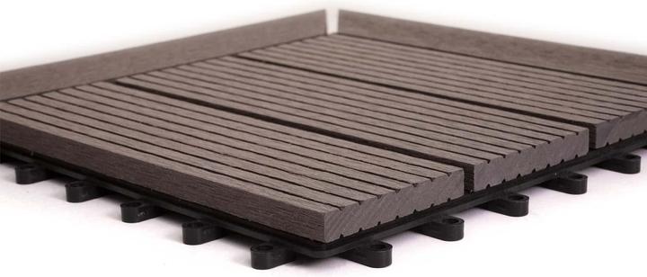 Image du produit Swisshandel24 WPC Carrelage d'angle Rhône + bordure, aspect bois terrasse, 30x30cm Premium angle droit, gris (1 x, 30 x 30 cm)