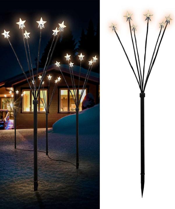 Produktbild Mojawo 12er Set LED-Gartenleuchtstäbe Weihnachtsbeleuchtung mit 72 Sternen
