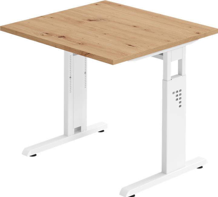 Produktbild Hammerbacher Schreibtisch C-Fuss 80x80cm Asteiche/Weiss
