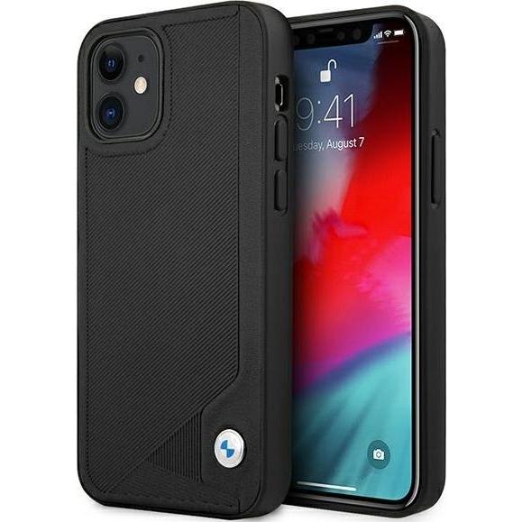 BMW Custodia BMHCP12SRCDPK iPhone 12 mini 5,4" czarny/nero Custodia rigida in pelle Deboss (Apple iPhone 12 mini), Cover smartphone, Nero