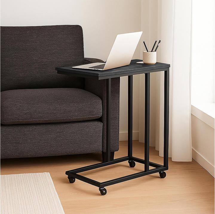 Produktbild Relaxdays Beistelltisch in C-Form mit Rollen (60 x 30 x 79 cm)