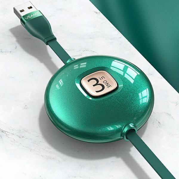 Actual product image Usams USB Usa Cable U69 3w1 1m Green / Green (lightning / microUSB / USB-C) SJ508USB03 (US-SJ508) (1 m)