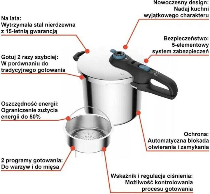 Productafbeelding Tefal Ekspres lonac P2584401 (22 cm, Snelkookpan, Roestvrij staal)