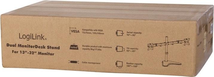Produktbild LogiLink 2-fach Monitor-Schreibtischständer (Tisch, 32")
