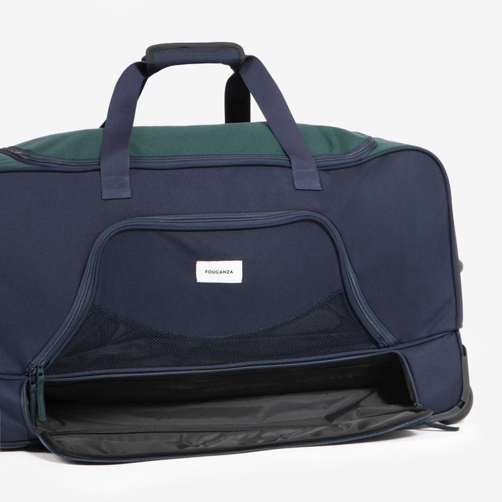 Produktbild Fouganza Transporttasche mit Rollen Trolley Reitzubehör 80 L grün/blau