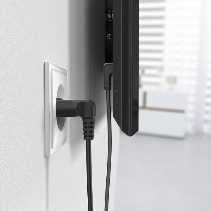 Actual product image Hama Power cable, angled at both ends, Euro plug, double groove/C7, 1.5 m, black (1.50 m)