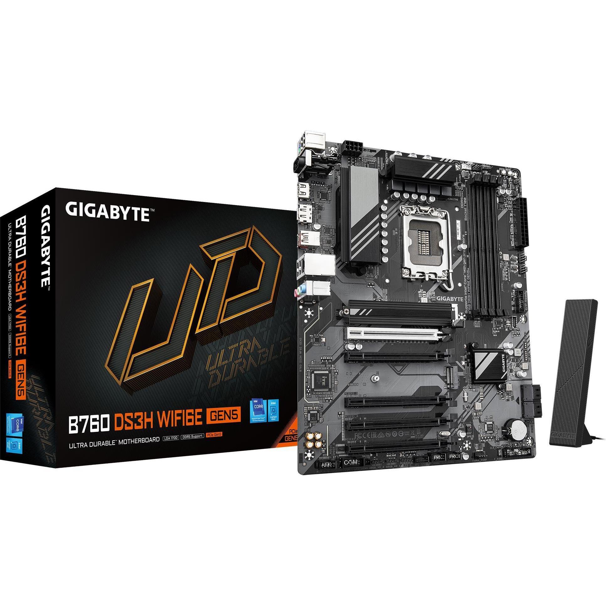 Gigabyte B760 DS3H WiFi6E GEN5 (B760,S1700,ATX (LGA 1700, Intel B760 Express, ATX), Mainboard