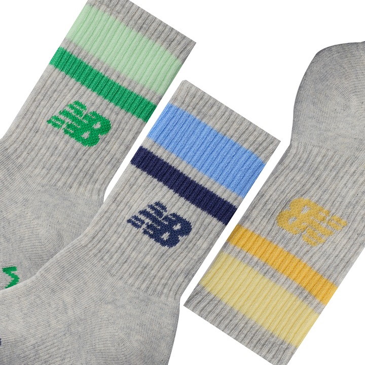 Actual product image New Balance Kids Everyday Stripe Midcalf 3 Pack (pack of 3, S)