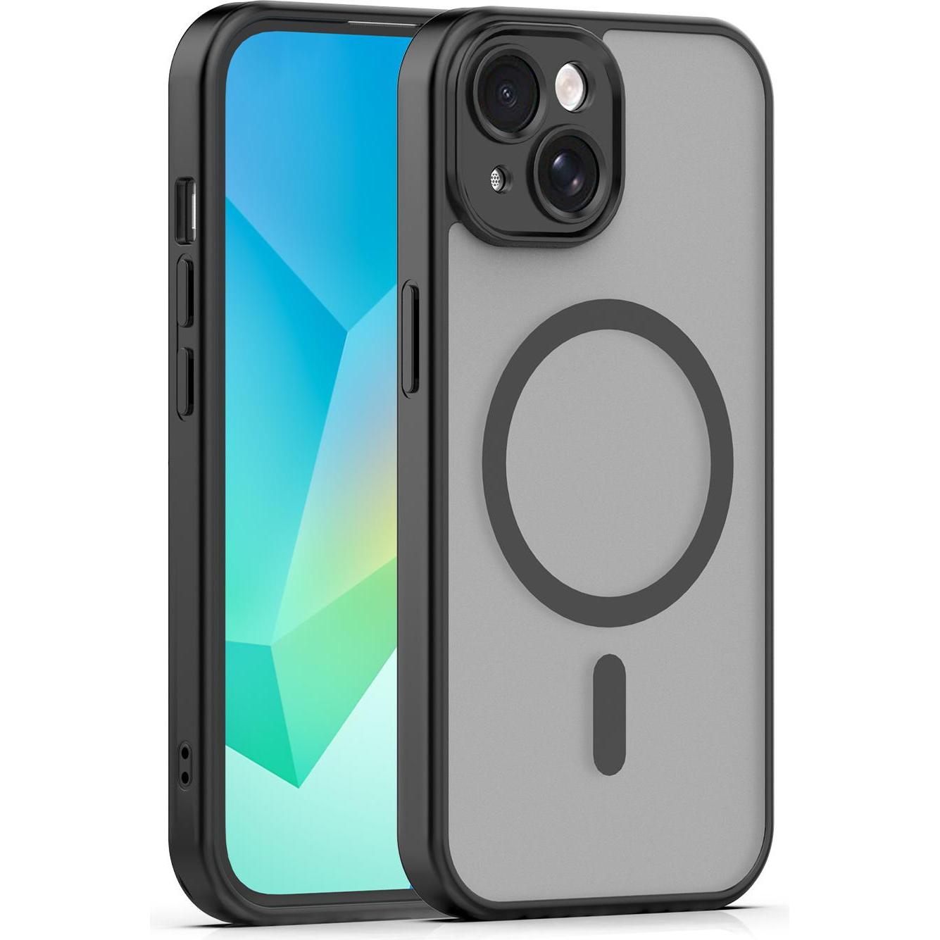 OEM Mag Matt case for iPhone 15 6,1" black (Apple iPhone 15), Cover smartphone, Nero