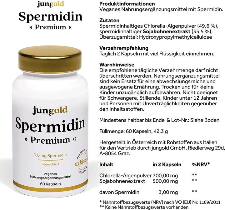 Nutritional values and ingredients Jungold Spermidine Premium (60 pcs., Capsules)