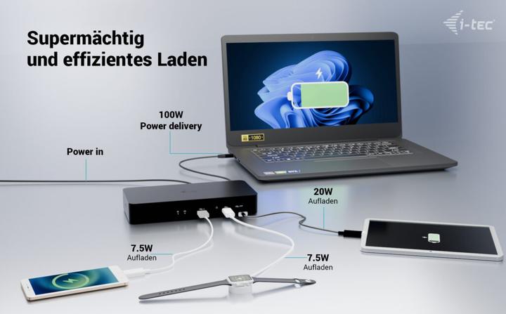 Produktbild i-tec USB-C/A Intelligent Dual DS+PD100W, Universal (USB-C, 8 Ports)