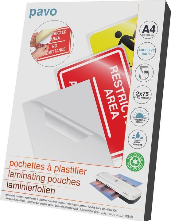 Image du produit pavo Film de plastification A4, 80 µm, 100 pièces, imperméable (A4, 100 pcs, 80 µm)