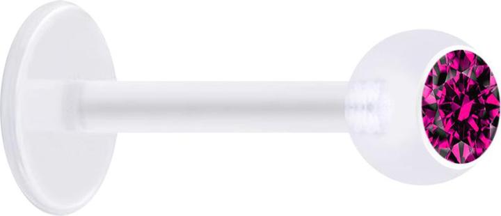 Produktbild Star Piercing Micro Labret transparent mit Kugel und Kristall fuchsia (ohne Messing, Bioflex)