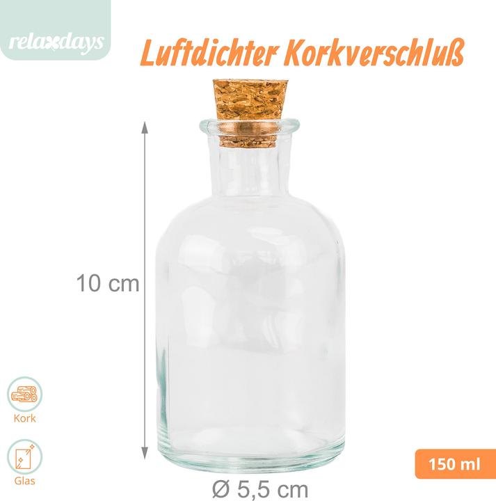 Produktbild Relaxdays 8x Glasflaschen-Set (8 Stk., 0.15 l)