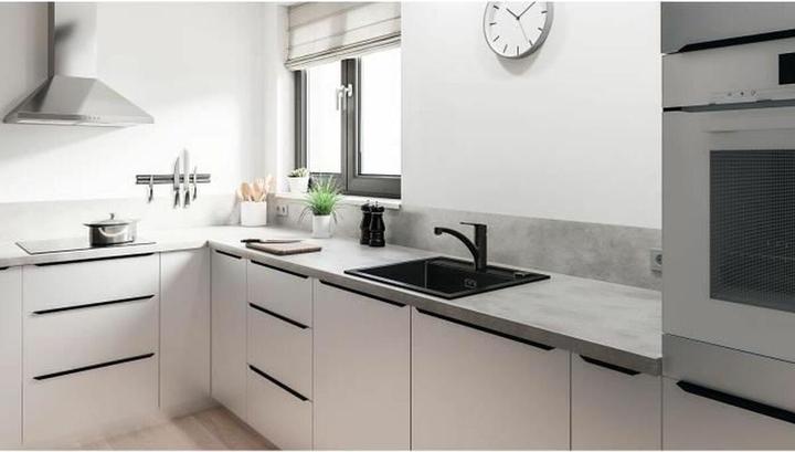 Productafbeelding Grohe Start QuickFix keukenmengkraan, platte uitloop, draaibaar, mat zwart