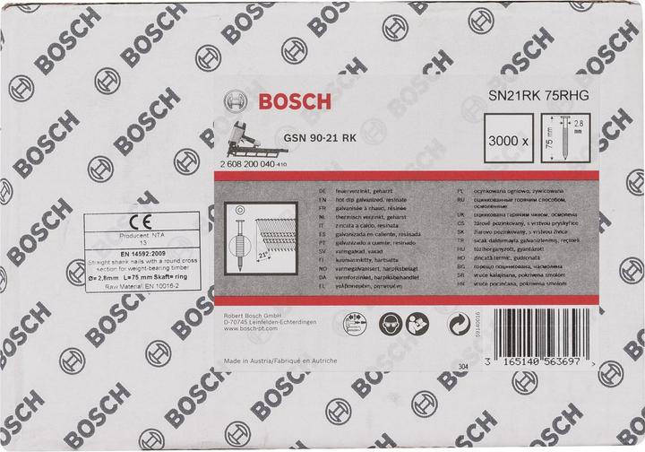 Actual product image Bosch Professional Zubehör Round head strip nail SN21RK 75RHG 2.8 mm, 75 mm, hot-dip galvanised, grooved