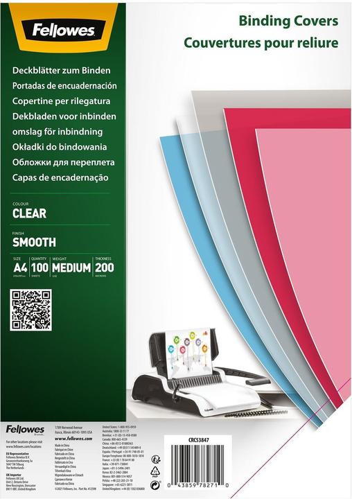 Produktbild Fellowes Einbanddeckel A4 200µm transparent