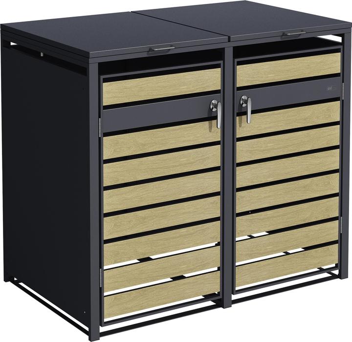 Immagine prodotto Axi Contenitore per rifiuti Lucas in metallo antracite/legno 2x 240L