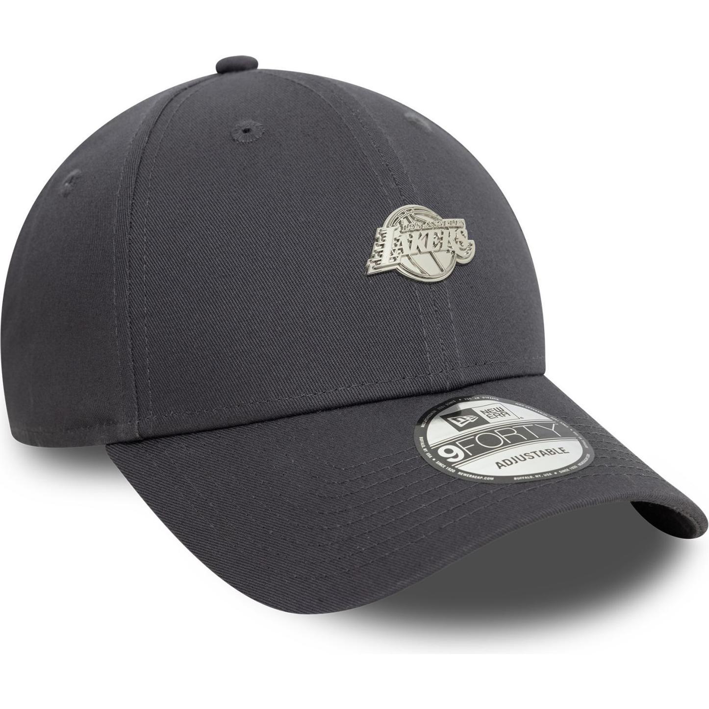 New Era, Herren, Cap, baseball kappe metallic pin 9forty los angeles lakers, Grau, (One Size)