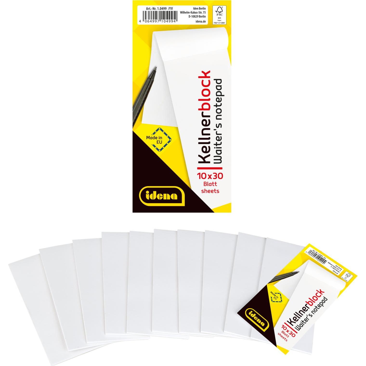 Idena Kellnerblock 10er 7x15cm blanko FSC-Mix (Blanko) (22657927)