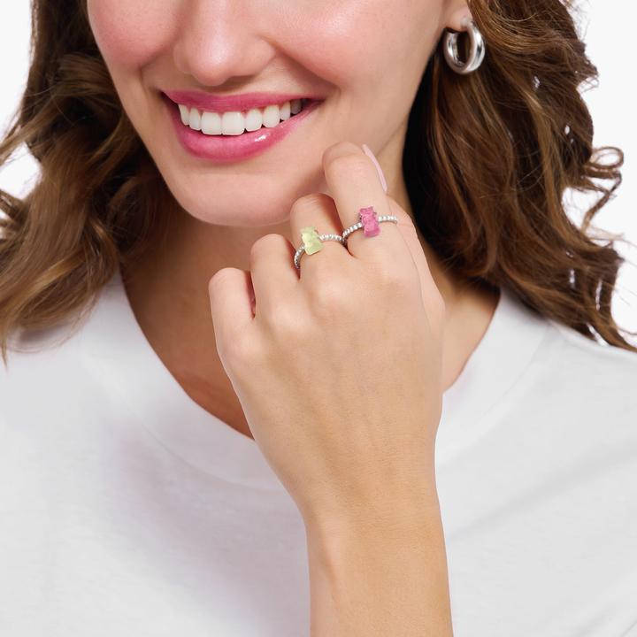 Immagine prodotto Thomas Sabo Anello con mini orsetto e pietre in oro rosa (50, 925 Argento)
