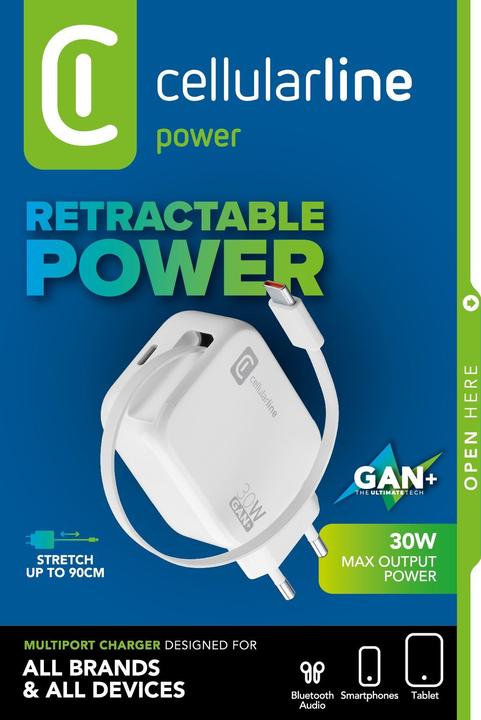 Produktbild Cellularline Retractable Power 30W (30 W, 2 Ports)