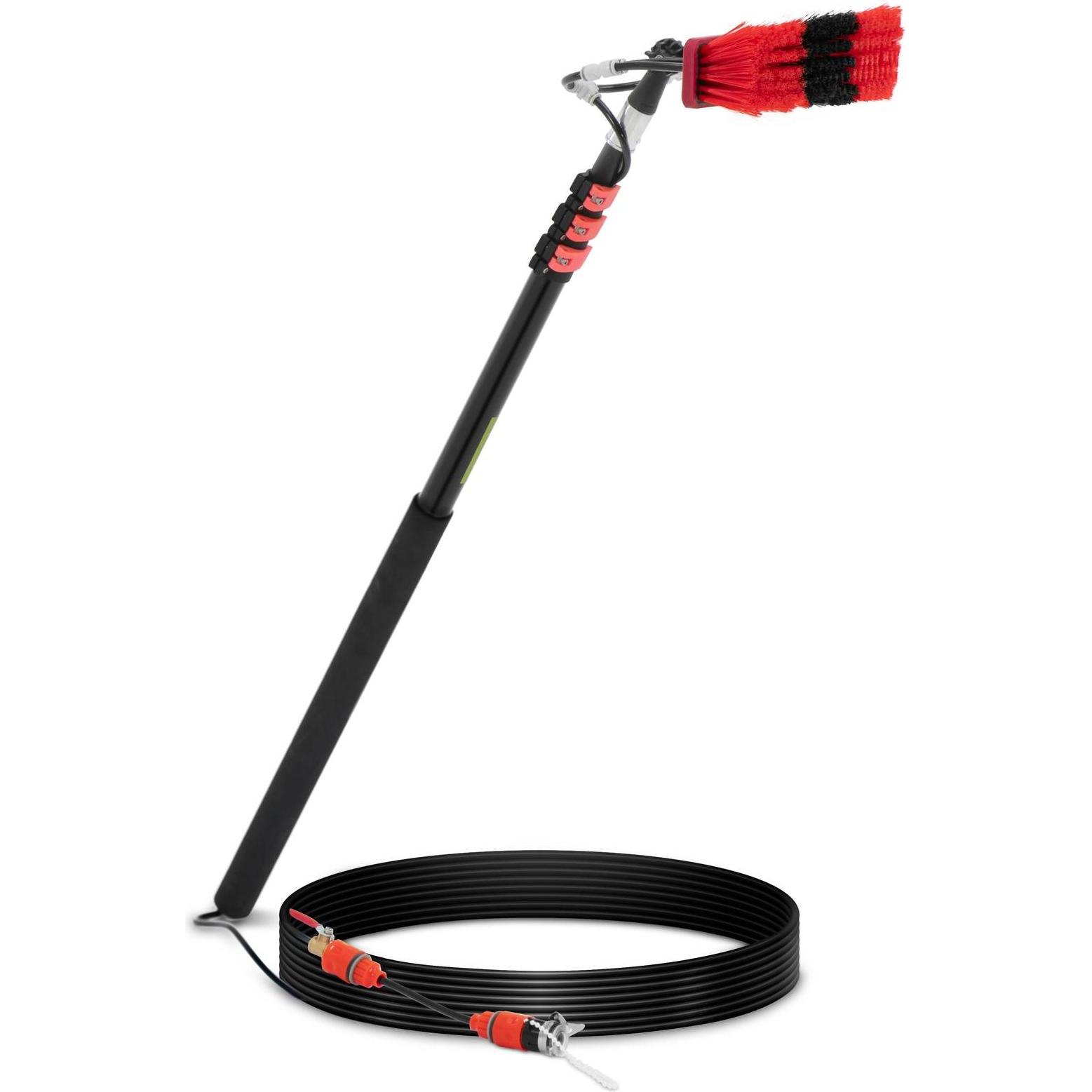 Ulsonix Teleskop-Waschbürste 125 bis 360 cm Aluminium Bürste 35 cm aus PP Teleskopbürste, Reinigungsutensil, Rot, Schwar...