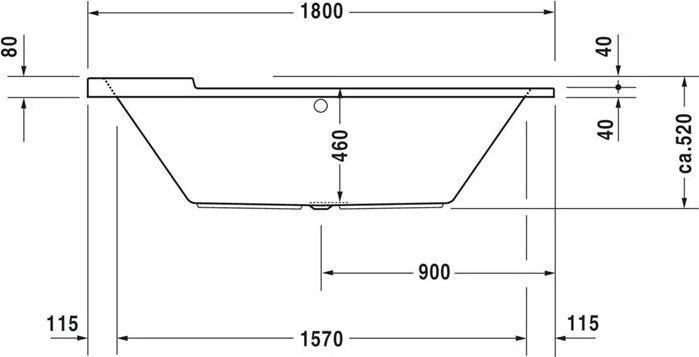 Actual product image Duravit Oval bathtub STARCK 1800x800mm, 2 back slopes white (170 l, 180 cm, 80 cm)