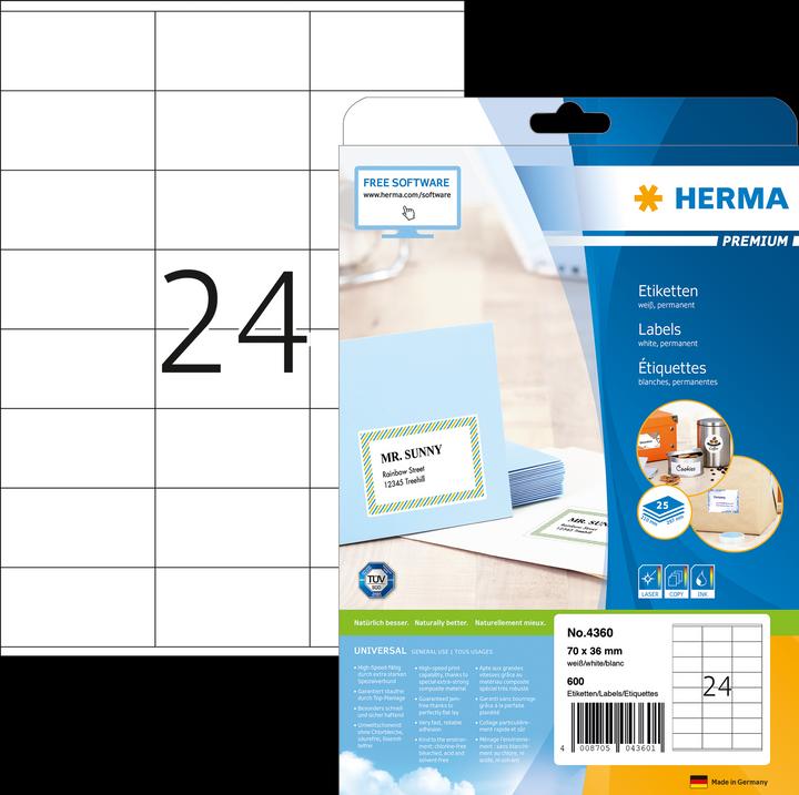 Actual product image Herma Address labels A4