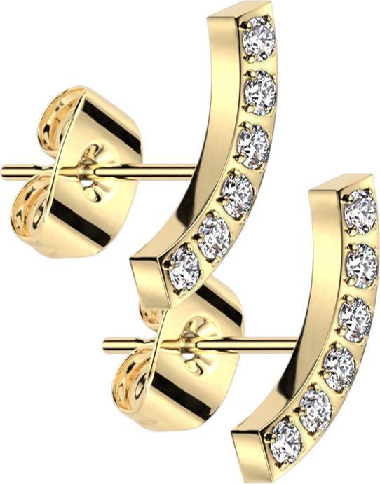 Immagine prodotto Star Piercing Orecchini con fiocco placcato oro con cristalli argento (senza ottone, Acciaio chirurgico 316L)