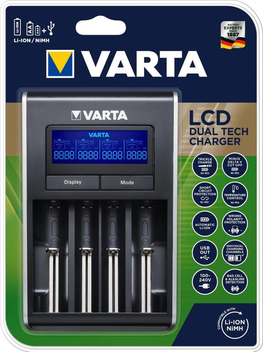 Varta Caricabatterie LCD Dual Tech (1 pz., AAA, AA, Caricabatterie senza batteria)