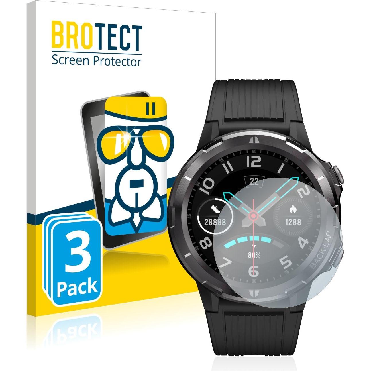BROTECT Schutzglas Schutzfolie Glas Folie Displayschutz klar, Smartwatch Schutzfolie, Transparent