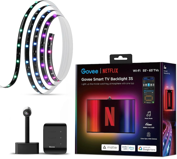 Immagine prodotto Govee Retroilluminazione TV Envisual 3S (Bianco caldo, RGBIC, 360 cm, Interno)