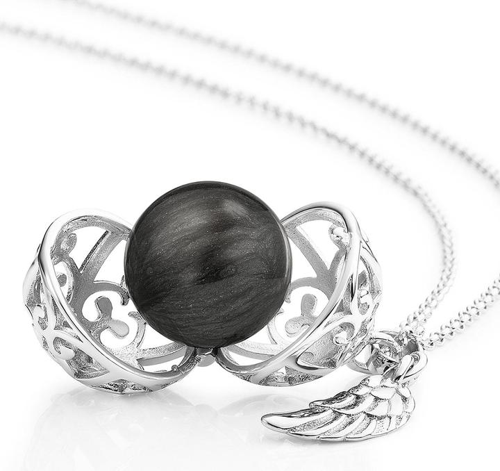 Produktbild Engelsrufer Halskette mit Flügel Perlmutt Grau Silber (925er Silber, Messing, 45 - 50 cm)