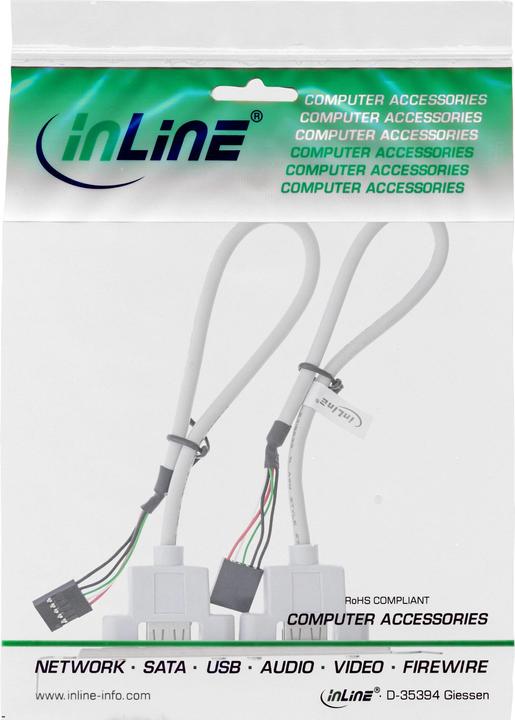 Produktbild Aquatuning Slotblech USB 2.0, 2x USB Buchse auf 2x 5pol Pfostenverbinde