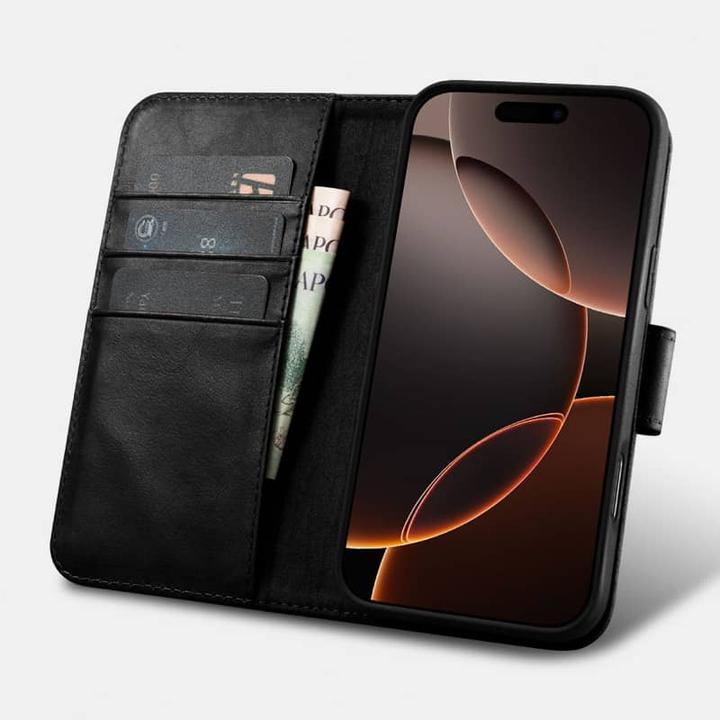 Actual product image iCarer iPhone 16 Pro Max - Oil Wax Premium Genuine Leather Detachable 2 in 1 Wallet Flip Case with (Apple iPhone 16 Pro Max)