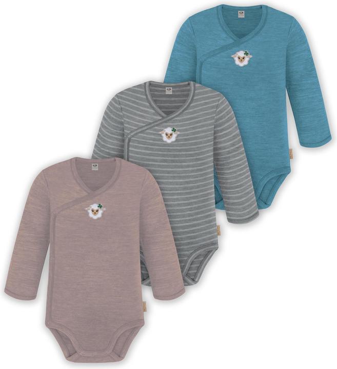 Produktbild Normani 3er Pack Baby Merino Langarm Wickelbody für Junge und Mädchen - 9355 (74)
