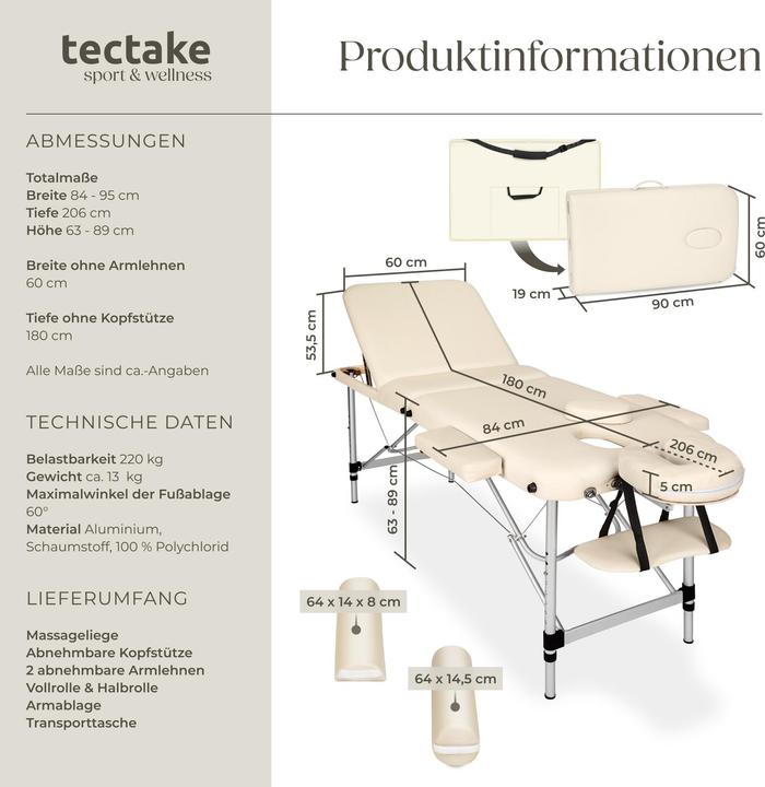 Actual product image tectake 3 Zonen Massageliege