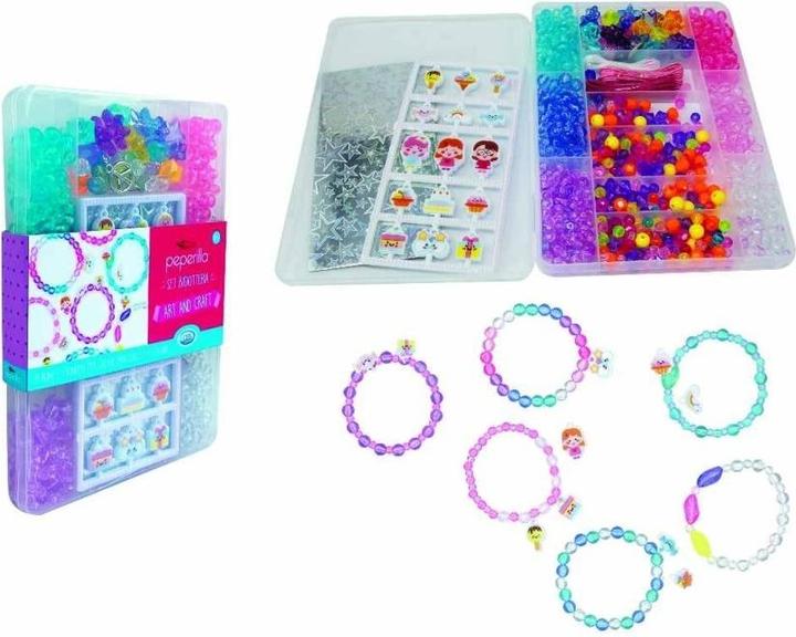 ODS Peperilla - Art & Craft Jewelery Set rectangular case measuring 18.5 x 13 x 2 cm with beads and char