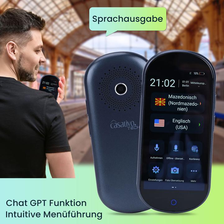 Actual product image Casativo Real-time translator for 137 languages, incl. text recognition, currency converter & voice output (16 GB)
