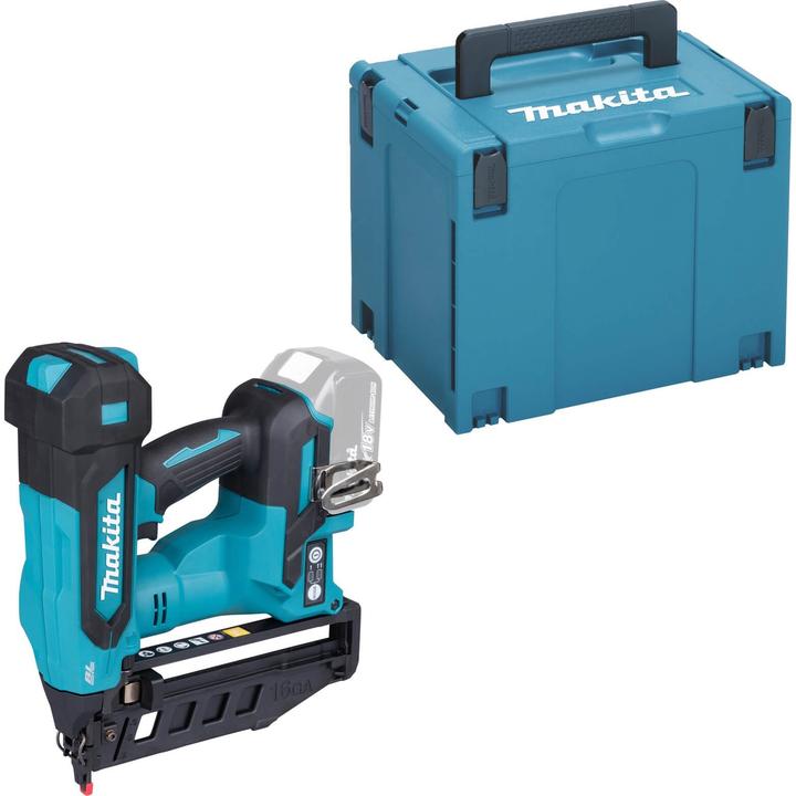 1x Makita Makpac valise, 1x Makita DBN 601 cloueur sans fil, sans chargeur, sans batterie, 1x adaptateur (422B86-0)
