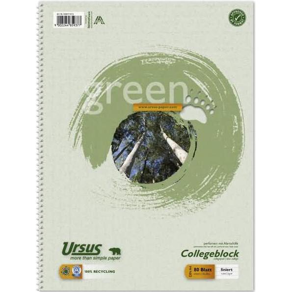 Ursus, Heft + Block, Green Collegebook (A4, Liniert)