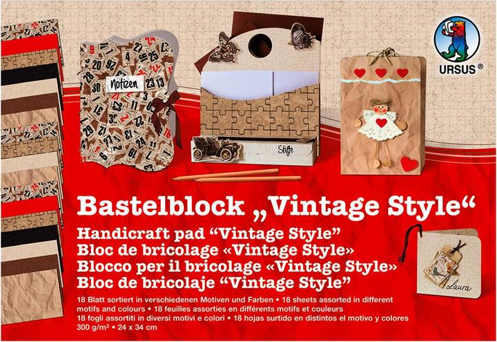 Image du produit Ursus Bloc de bricolage Vintage Style (300 g/m², 18x)